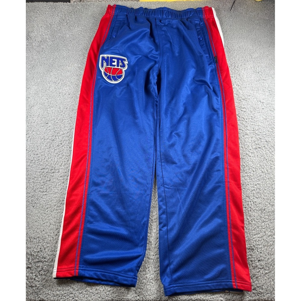 Reebok Hardwood Classics New Jersey Nets Snap Track Pants Blue Red Mens 3XL NBA